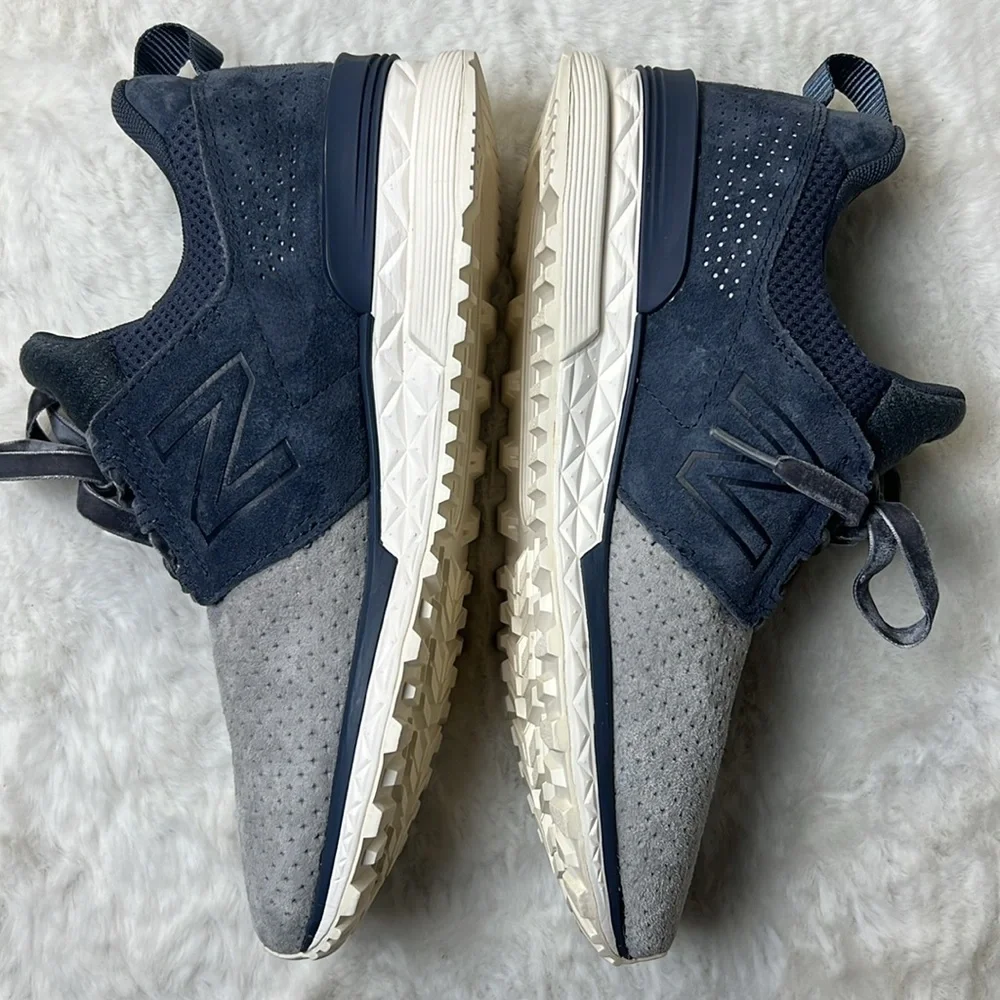 NEW BALANCE 574 DUO Fresh Foam Thunder Gray Suede Sneaker Velvet Laces Women 8.5